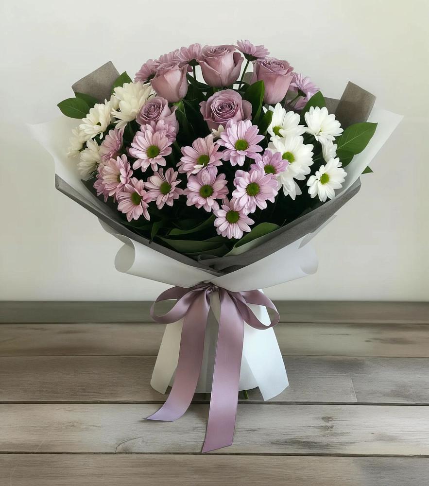 Букет цветов из: Хризантемы и Розы в Атяшево