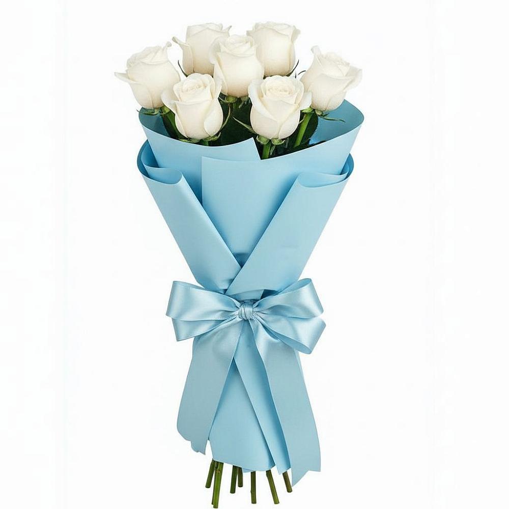 Букет 7 белых роз Проуд в Атяшево