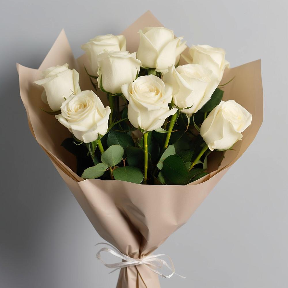 Букет 9 Белых роз Эдлесс Лав в Атяшево