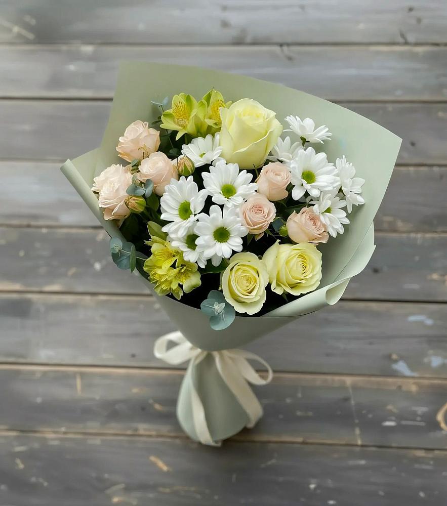 Букет цветов из: Альстромерии, Розы и Хризантемы в Атяшево