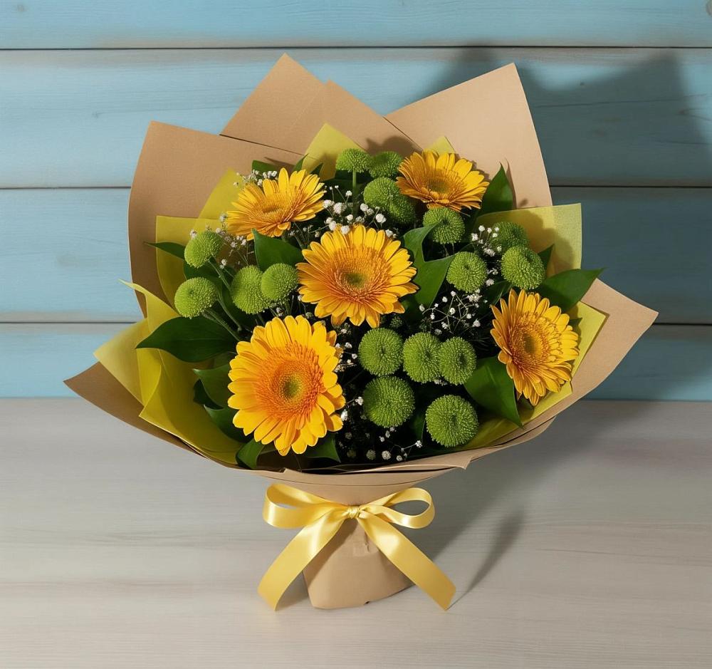 Букет цветов из: Герберы и Хризантемы в Атяшево