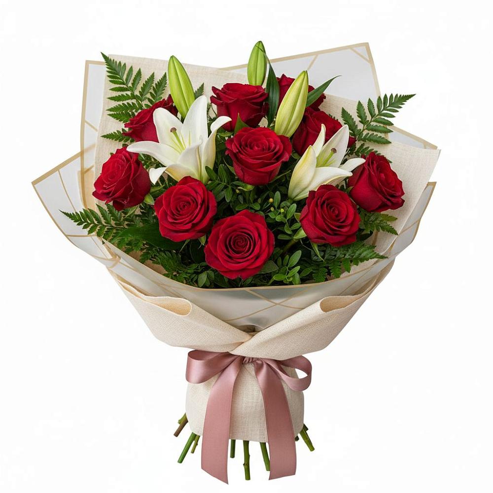 Букет цветов из: Лилии и Розы в Атяшево