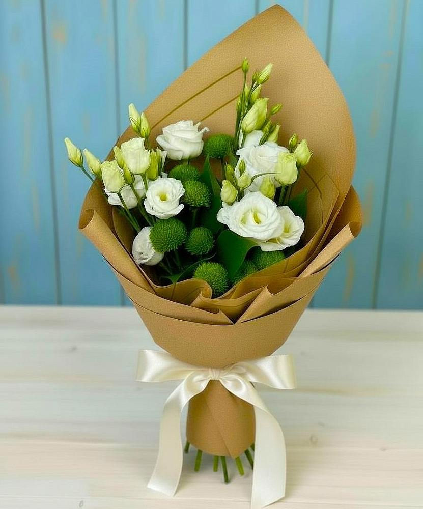 Букет цветов из: Хризантемы и Лизиантусы в Атяшево