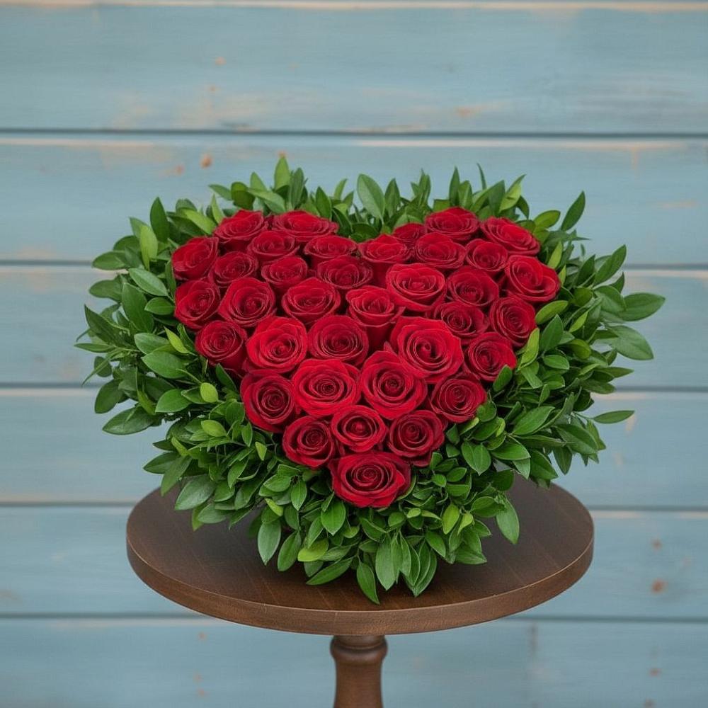 Цветочная композиция из Розы в виде сердца в Атяшево