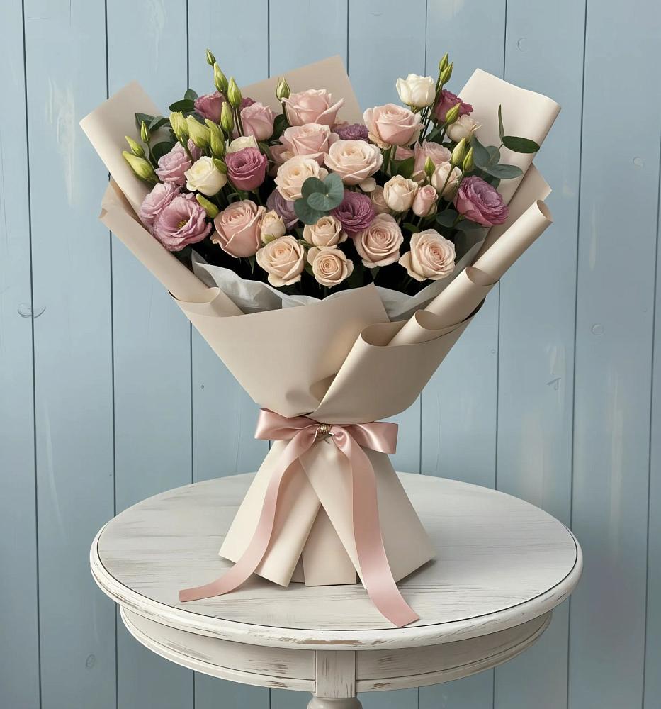 Букет цветов из: Розы и Лизиантусы в Атяшево