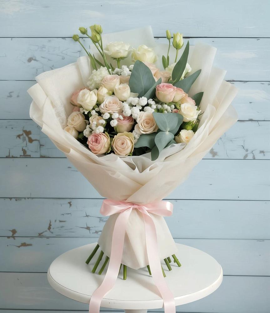 Букет цветов из: Розы и Лизиантусы в Атяшево