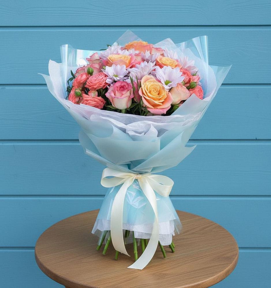 Букет цветов из: Хризантемы и Розы в Атяшево