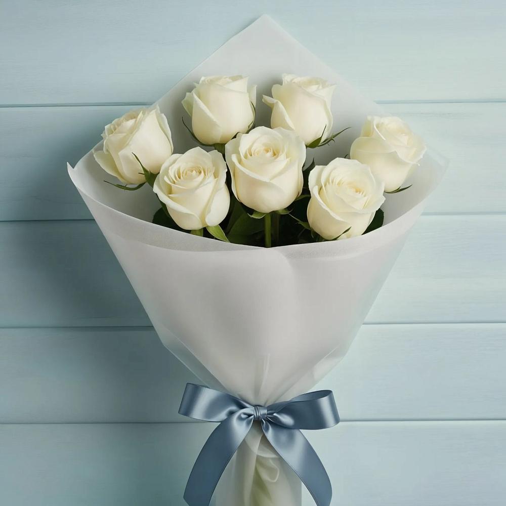 Букет 7 Белых роз Эдлесс Лав в Атяшево
